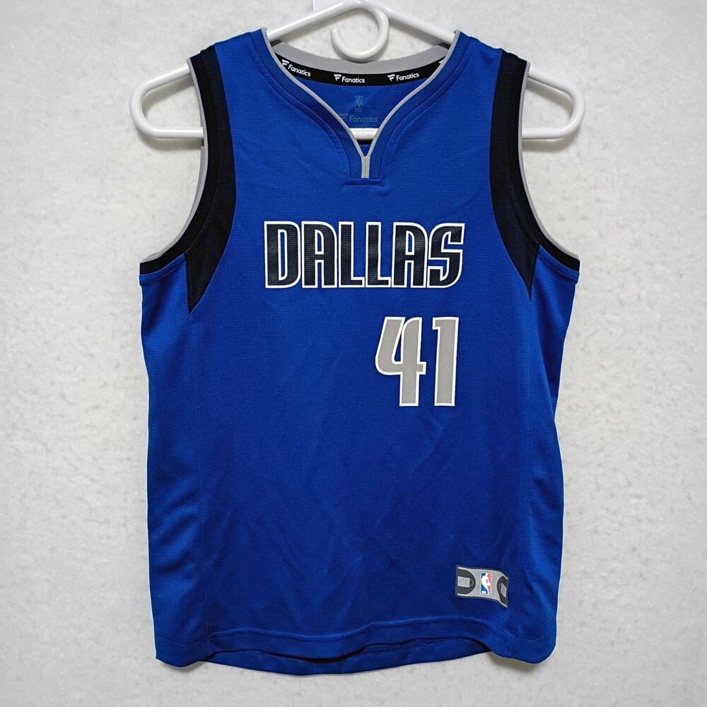 NBA Fanatics Dallas Mavericks Dirk Nowitzkic Blue #41 Basketball Jersey Size M